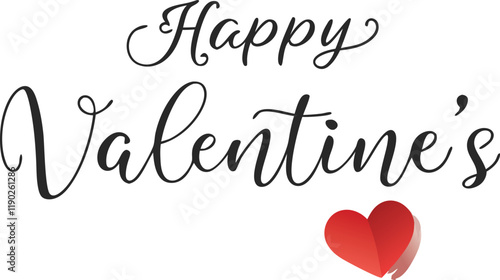 Romantic valentine's typography with red heart graphic