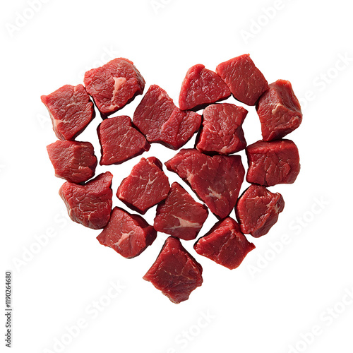 Freshly Cut Chunks of Raw Beef Meat on Display