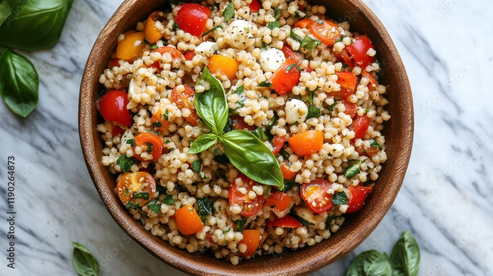 Healthy Caprese Salad with Cherry Tomatoes and Basil Top View Fresh Ingredients Bright Environment Culinary Art Healthy Caprese Salad with Cherry Tomatoes and Basil Top View Fresh Ingredients Bright Environment Culinary Art
