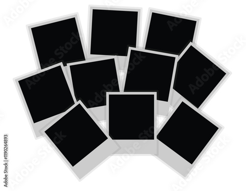 A collection of realistic, vintage photo frames featuring transparent tape and paper clip overlays. This retro style vector illustration format is ideal for creative projects and saved in EPS 10