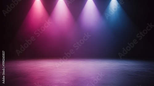 Colorful Stage Lighting with Vibrant Hues and Soft Glow Creating an Artistic Atmosphere for Performances and Events