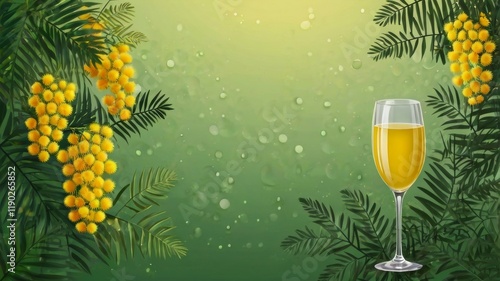 mimosa on a green background holiday march 8