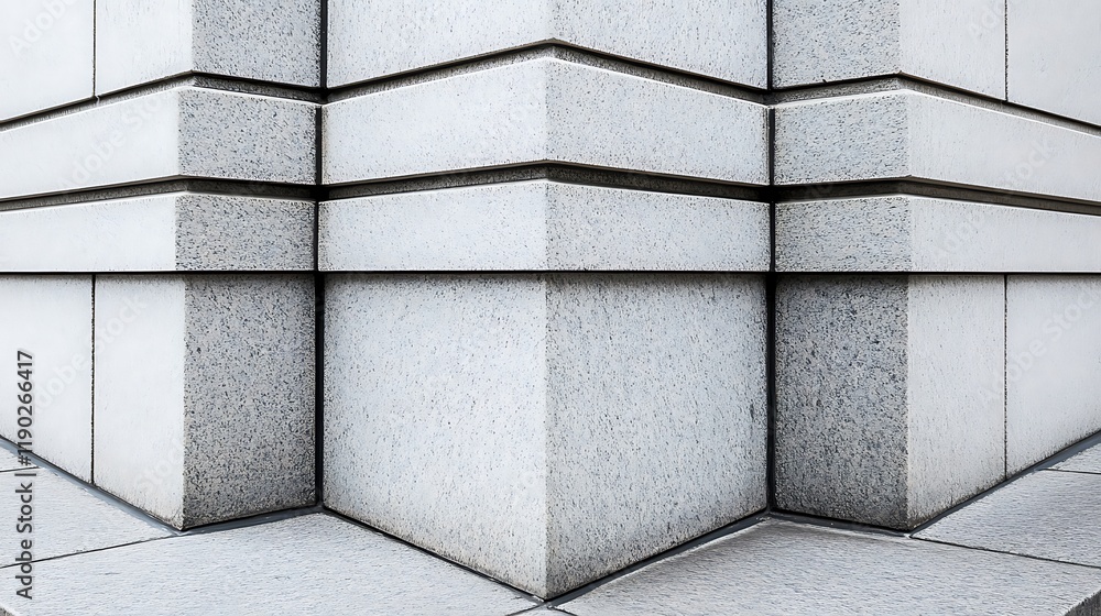 Modern building corner architectural detail showing layered stonework Modern building corner architectural detail showing layered stonework