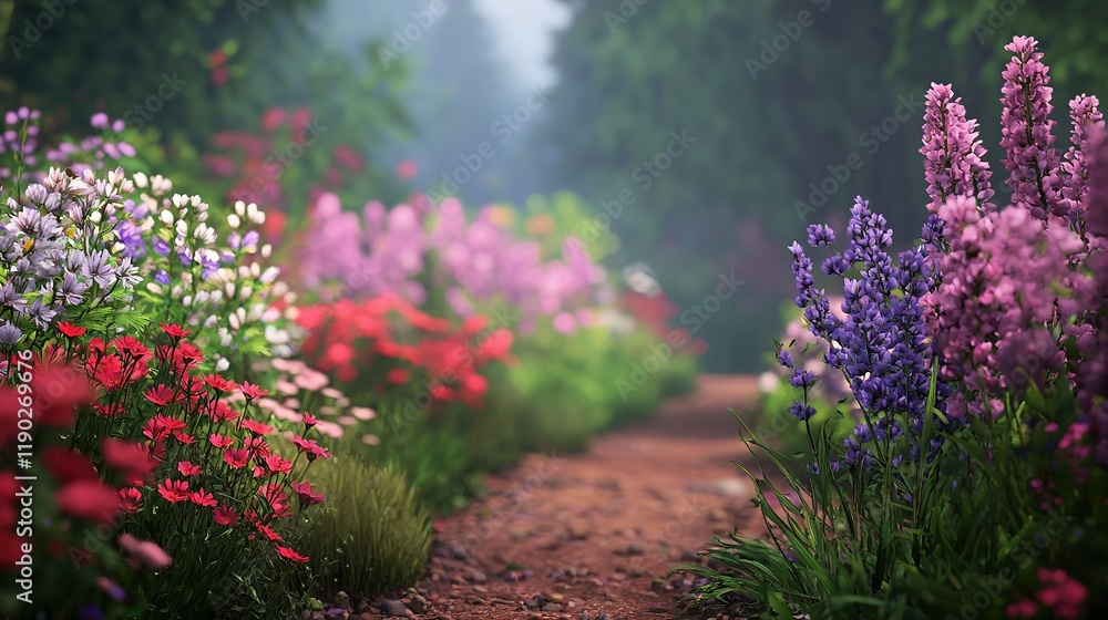 Obraz premium An enchanting wildflower garden in the countryside, featuring a mix of native flowers in a natural setting.