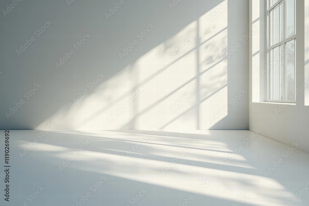 Fototapeta premium A smooth white background with soft shadows creating depth and dimension