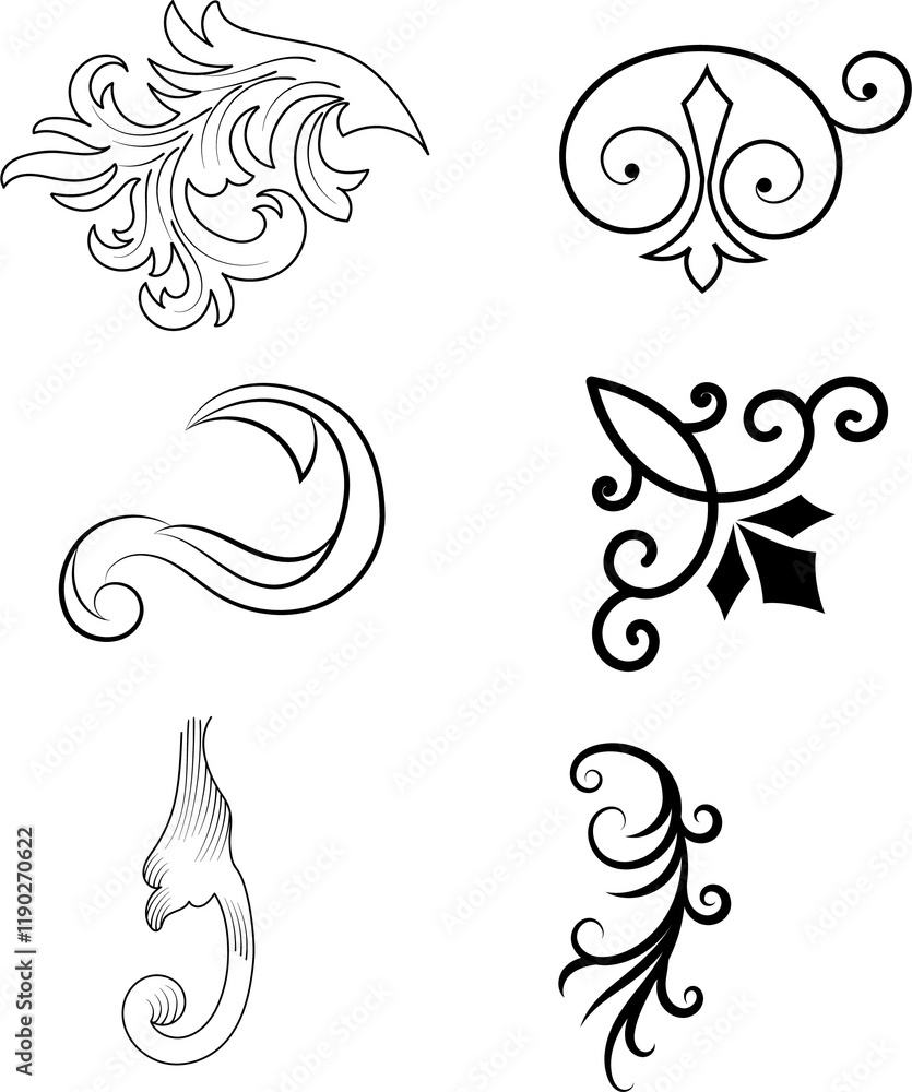 Vector graphic elements for design vector elements. Swirl elements decorative illustration. Classic calligraphy swirls, greeting cards, wedding invitations, royal certificates and graphic design. Vector graphic elements for design vector elements. Swirl elements decorative illustration. Classic calligraphy swirls, greeting cards, wedding invitations, royal certificates and graphic design.