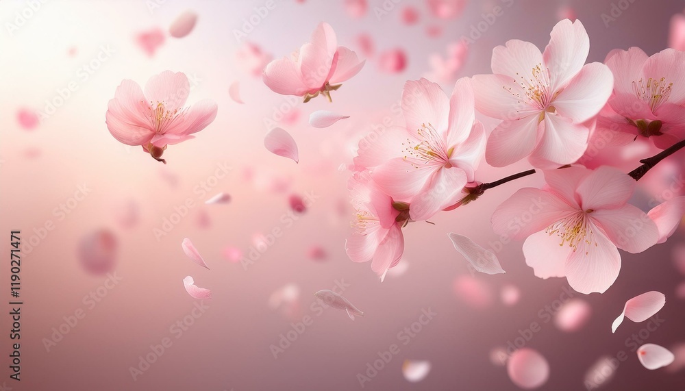 桜の花びらが舞う春の背景 桜の花びらが舞う春の背景