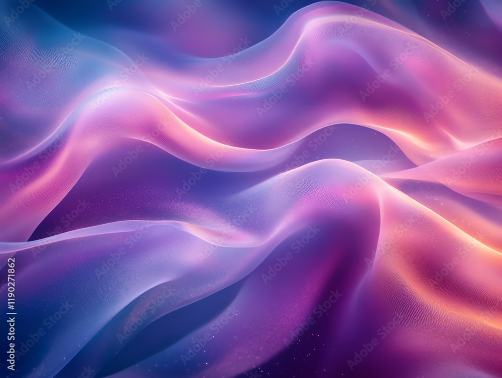 Obraz premium Abstract Purple and Blue Wave Forms: A Dreamlike Digital Painting