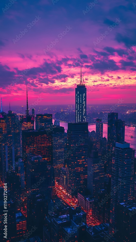 Fototapeta premium city skyline at sunset
