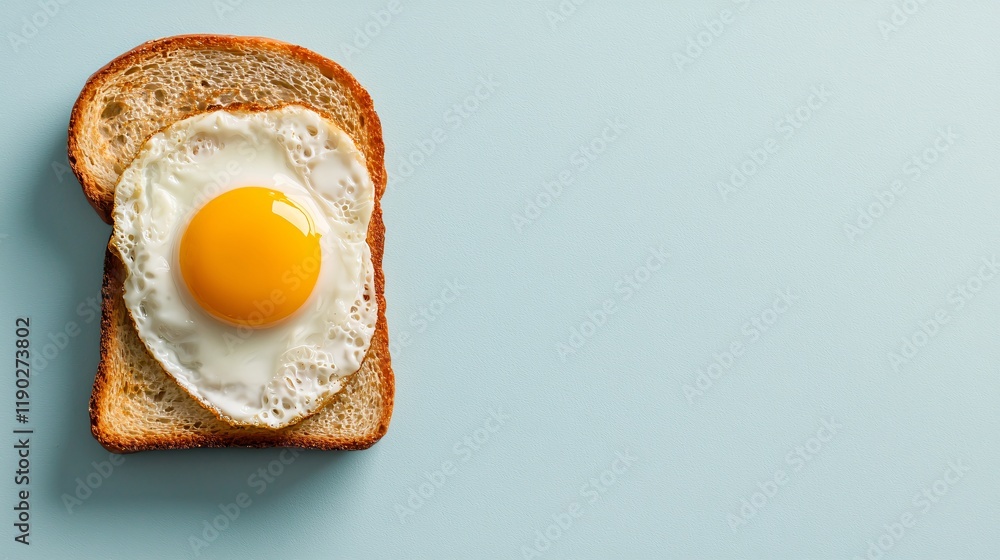 Fried Egg with Perfectly Round Yolk on Toast Kitchen Table Food Photography Minimalistic Setting Top View Culinary Delight Fried Egg with Perfectly Round Yolk on Toast Kitchen Table Food Photography Minimalistic Setting Top View Culinary Delight