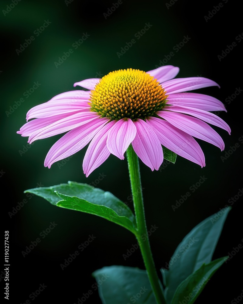 Obraz premium [Closeup photography of vibrant pink daisy flowers] Vibrant Pink Daisy Close-up with Yellow Center in Dark Background