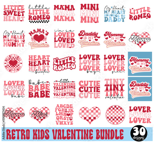 Retro Kids Valentine SVG Bundle, Kids Valentine, Kids Valentine Bundle, Kids Valentine's Day , Retro Valentines, Valentines Toddler SVG Sublimation Bundle Art & Illustration