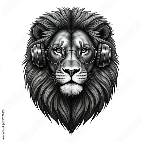  A detailed black and white illustration of a lion’s face, strength, leadership, and artistic excellence. lion, illustration, black, white, face, detailed, artistic, strength, leadership, design, sket photo