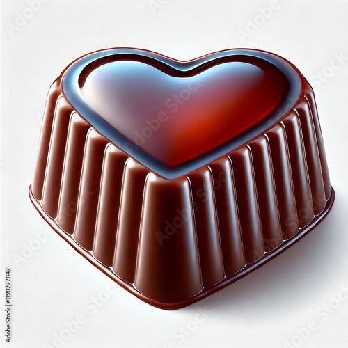 Heart shaped chocolate jelly on a white background, perfect for a sweet and romantic Valentine’s Day gift, showcasing delicious milk and dark chocolates in various shapes photo