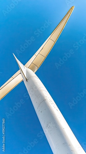 Wind Turbine Blades Against a Clear Blue Sky - Renewable Energy in Action photo