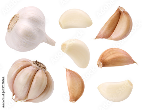 Papier peint garlic, peeled garlic cloves and garlic cloves isolated, transparent PNG, PNG fo