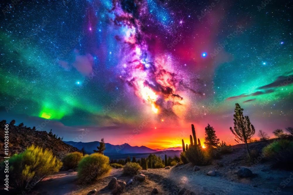 Fototapeta premium stunning astrophotography scene with vibrant neon colors and intimate details