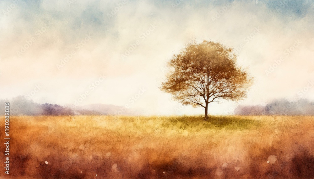 Obraz premium Illustration of a tree standing quietly