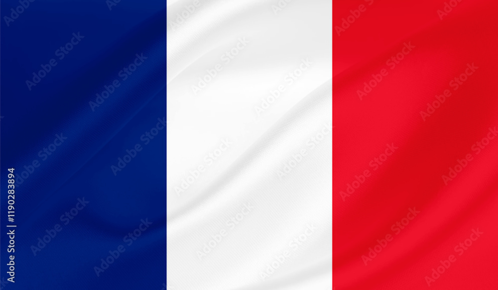 Realistic National Flag of France Realistic National Flag of France