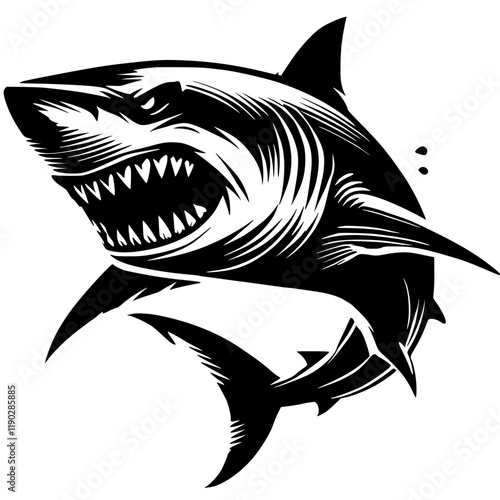 Angry shark silhouette vector design