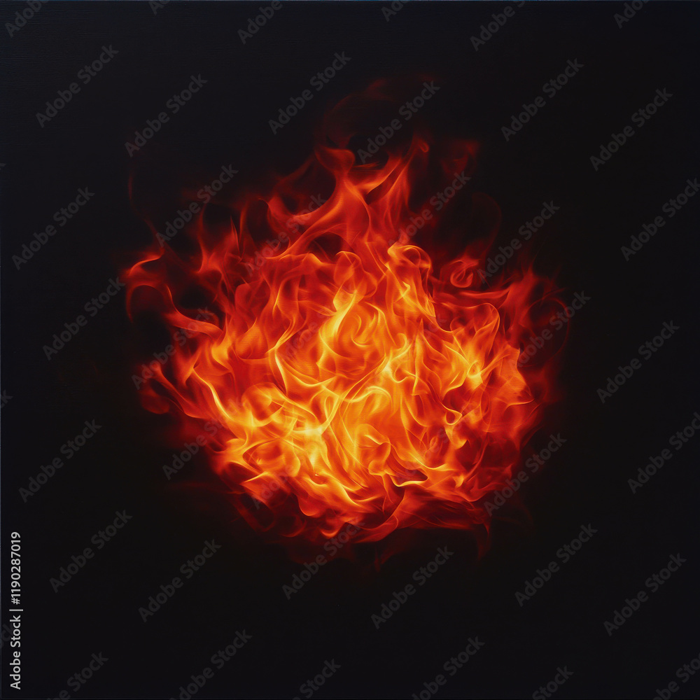 Fototapeta premium Dynamic Swirling Fireball Hovering Against a Dark Background