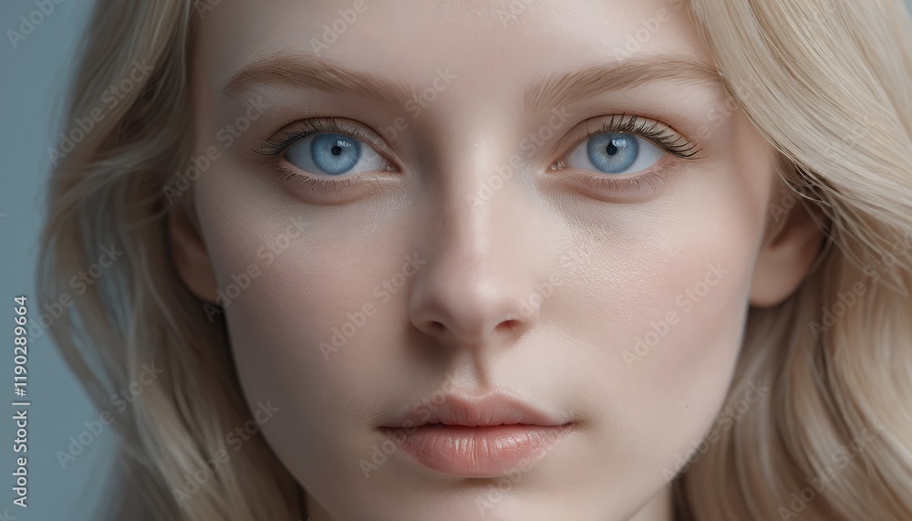 Closeup Portrait of a Young Woman with Striking Blue Eyes and Blonde Hair: A Study in Beauty and Elegance Closeup Portrait of a Young Woman with Striking Blue Eyes and Blonde Hair: A Study in Beauty and Elegance