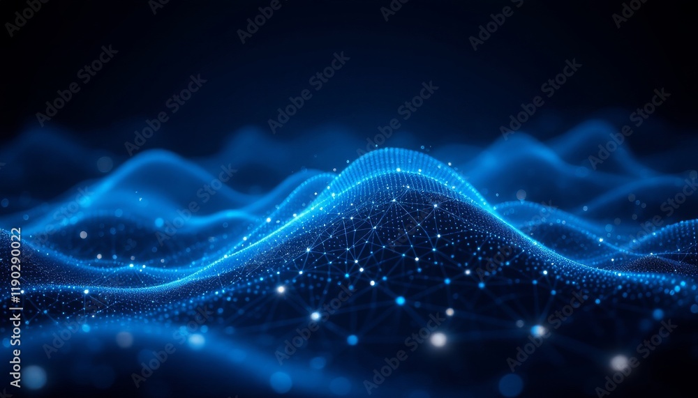 Naklejka premium Abstract Digital Wave Pattern of Interconnected Data Points