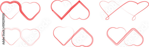 Two intertwine hearts. Love Symbol .Vector Curved Lines . Eternity love. Two heart  symbol in chain  .Design Element  . Used as Banner . Template , endless Logo .