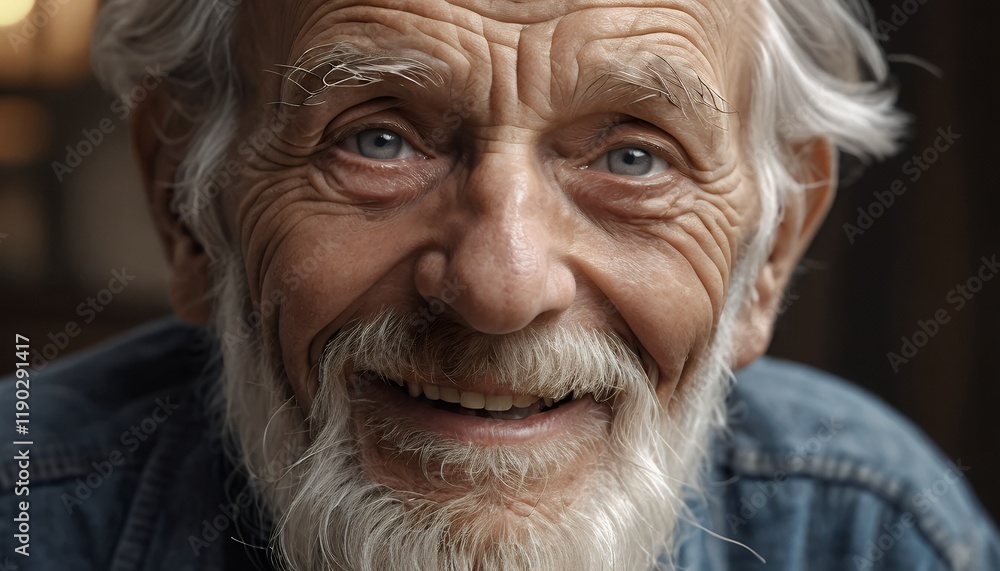 Portrait of a Happy Elderly Man with a Long White Beard Smiling Joyfully at the Camera Close Up Shot Portrait of a Happy Elderly Man with a Long White Beard Smiling Joyfully at the Camera Close Up Shot