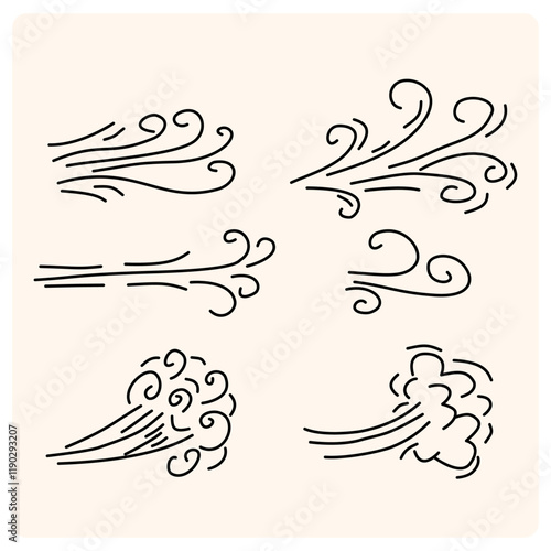 Doodle wind moving line. Breath of the typhoon with doodle style