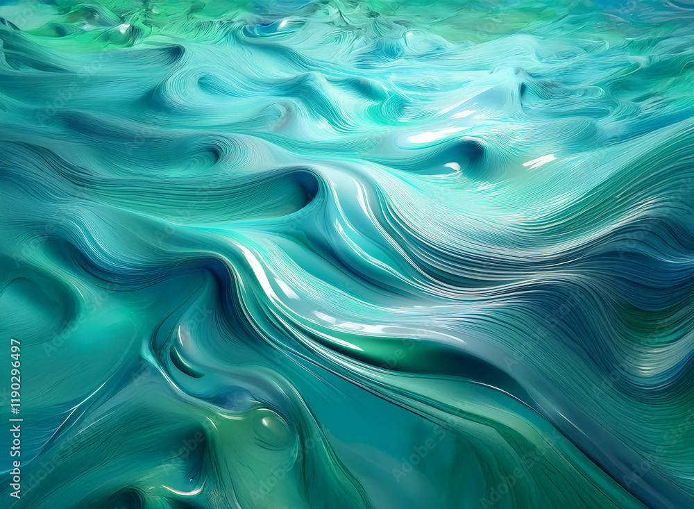 Abstract image of swirling, turquoise and teal paint. The fluid forms create a dynamic, almost hypnotic, background. Abstract image of swirling, turquoise and teal paint. The fluid forms create a dynamic, almost hypnotic, background.