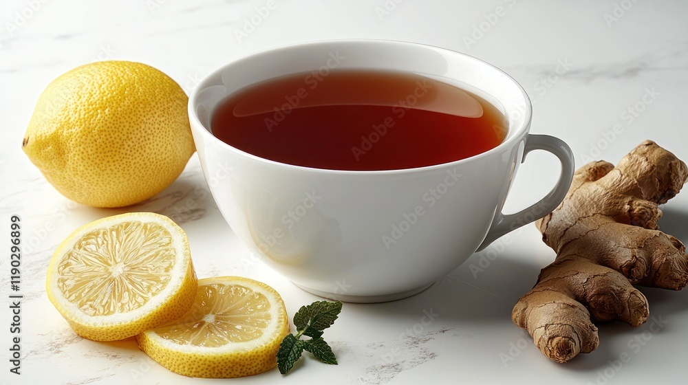 Warm and Refreshing Herbal Tea with Lemon and Ginger Warm and Refreshing Herbal Tea with Lemon and Ginger