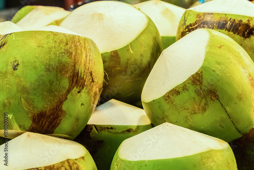 Wallpaper Mural a bunch of fresh coconut green peeled white-topped fruit vietnam Torontodigital.ca