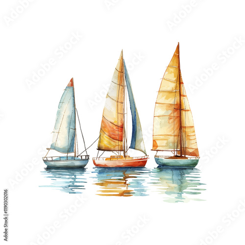 sailing race vector illustration in watercolor style