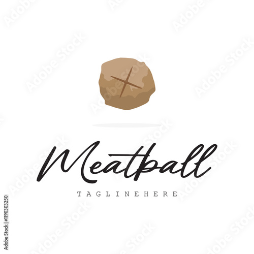 Meatball Logo, Vector For Food Stall Brand, Fast Food Simple Design Icon, Template Illustration