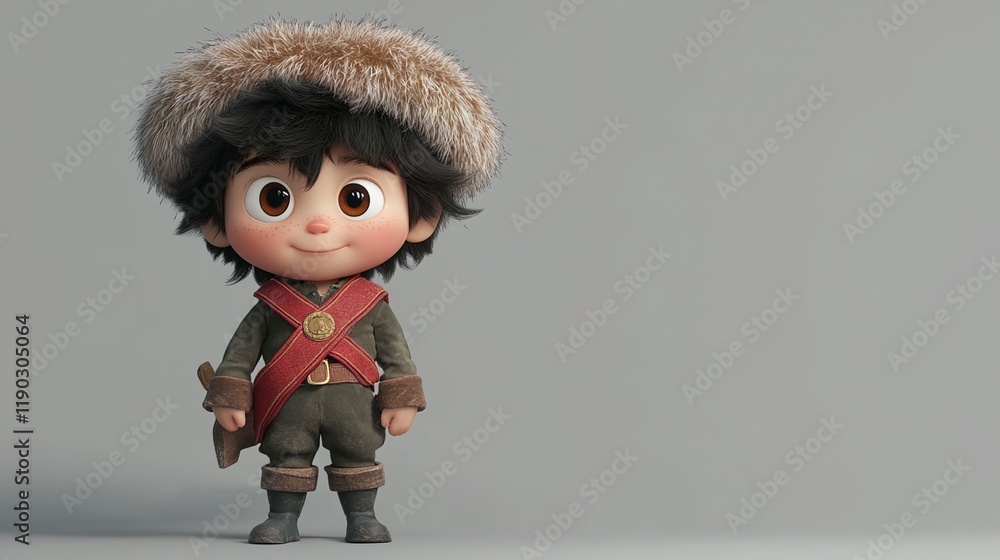 Adorable 3D Render of a Young Boy in Historical Costume Adorable 3D Render of a Young Boy in Historical Costume