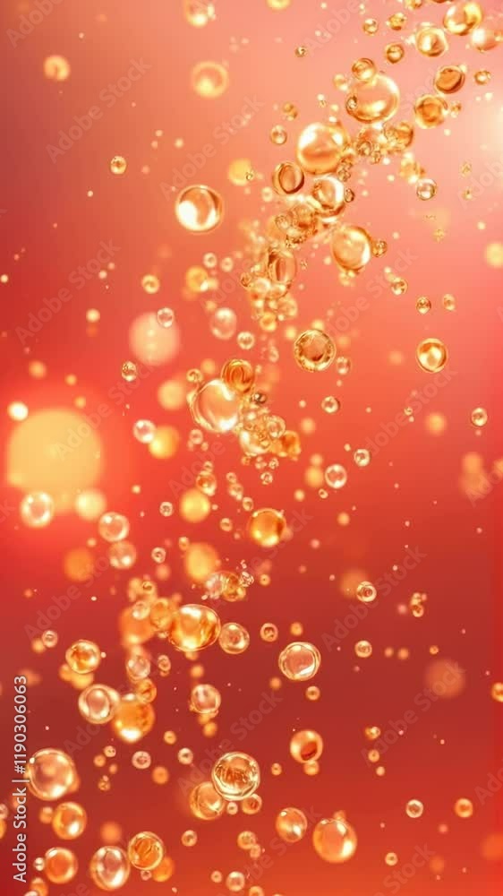 Romantic Golden Bubbles Rising on Coral Background: A Valentine's Day Video Romantic Golden Bubbles Rising on Coral Background: A Valentine's Day Video