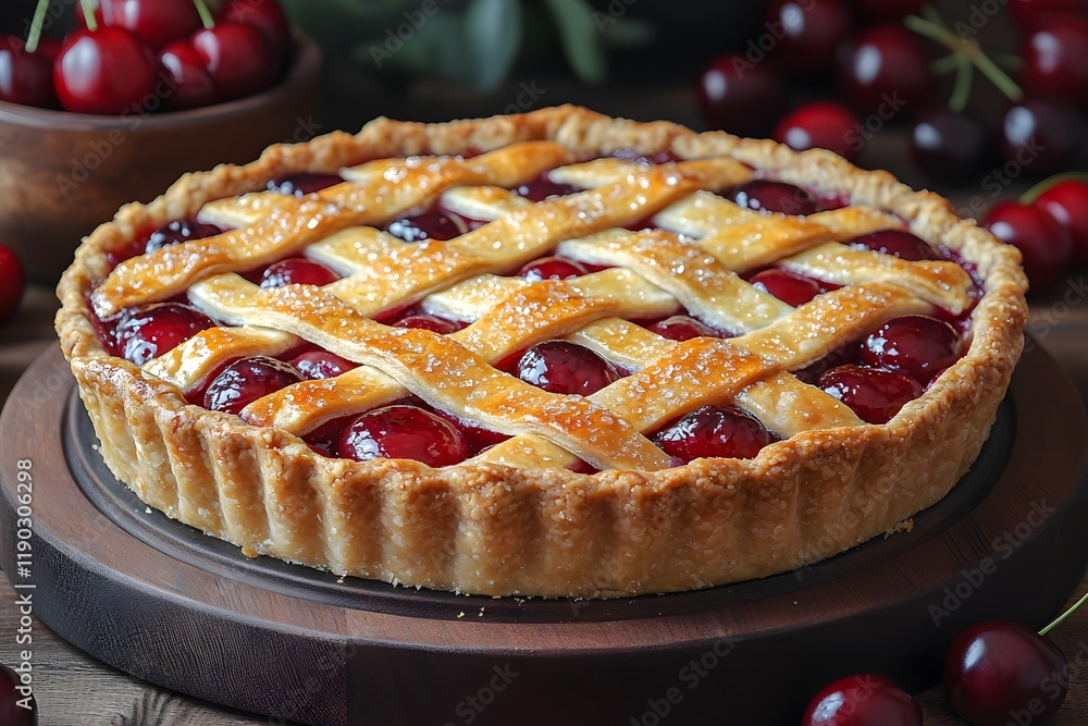 Classic Cherry Pie with Lattice Crust Perfect for Celebrations or Holiday Gatherings Classic Cherry Pie with Lattice Crust Perfect for Celebrations or Holiday Gatherings