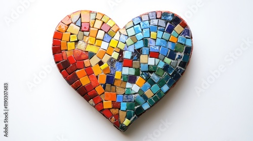Wallpaper Mural Colorful Mosaic Heart Design on White Background for Art Lovers Torontodigital.ca