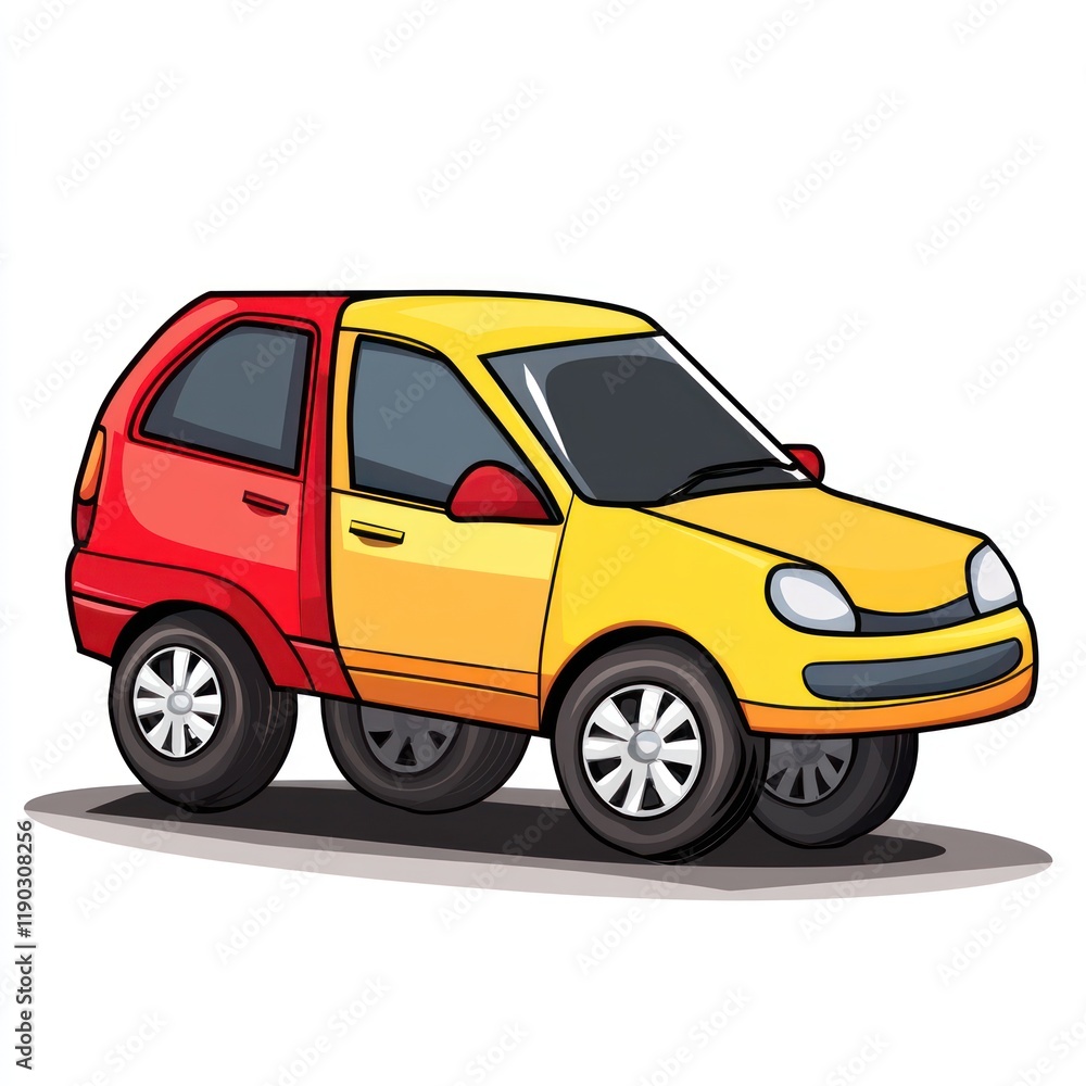 Whimsical Cartoon Car: A Two-Toned Delight