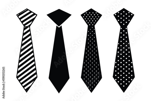 Set of different styles of ties silhouette art design2.eps