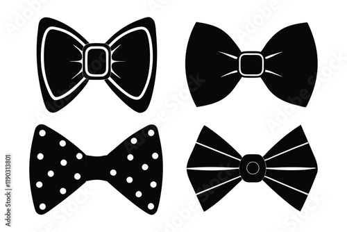 Set of different styles of bow ties silhouette art design5.eps