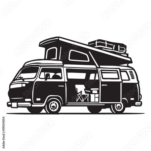 Retro Camper Van clipart design, vintage Camper Van vector illustration