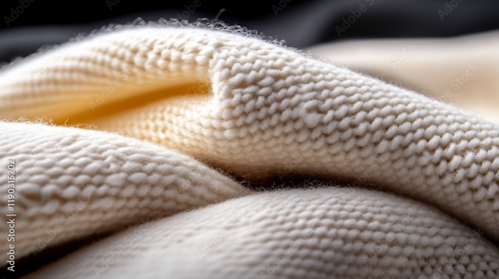 Fototapeta premium Creamy Knit Texture: A Close-Up of Soft, Luxurious Wool