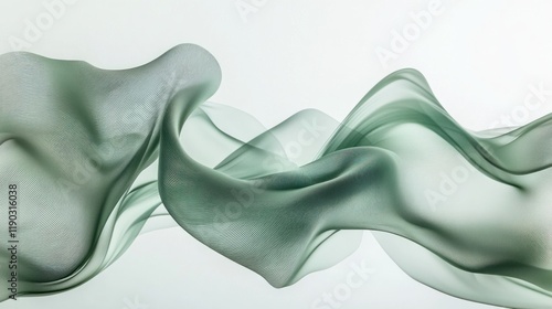 Flowing sage green fabric, studio shot, abstract background, website design