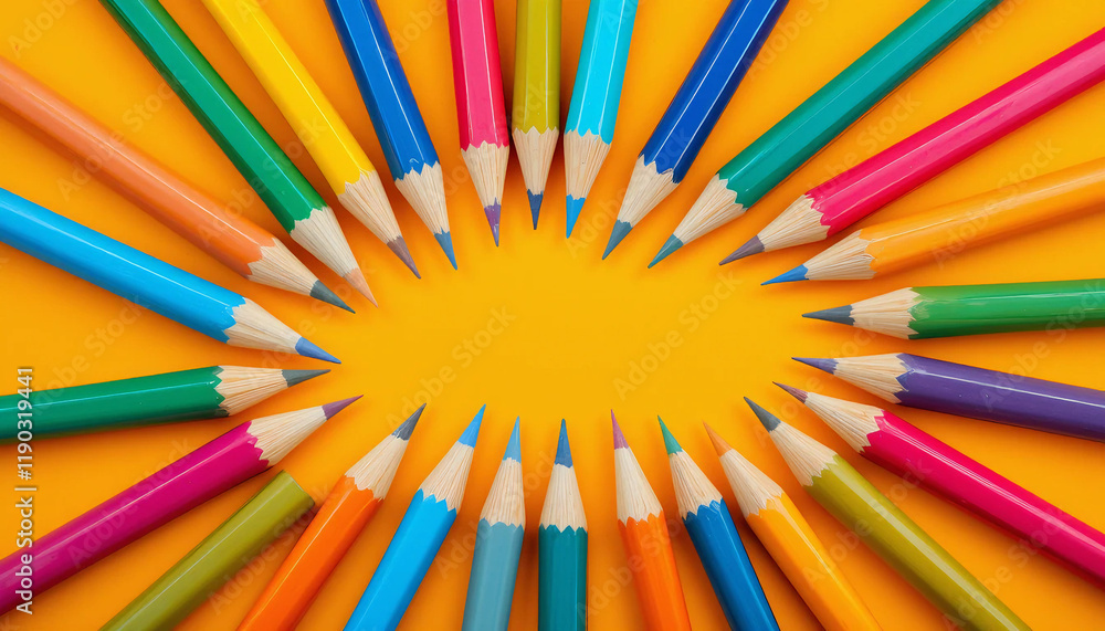a group of colored pencils arranged in a circle
a group of colored pencils arranged in a circle