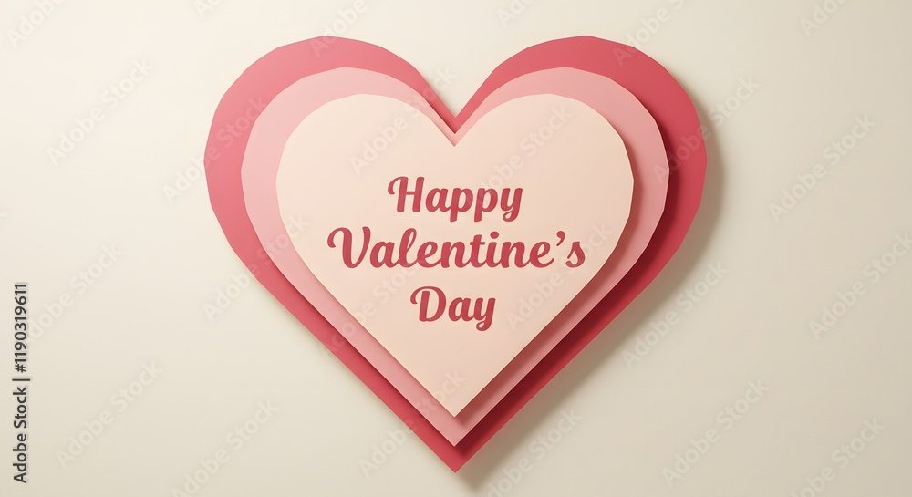 Layered paper heart with vibrant pink and red tones for artistic Valentine card design highlighting romantic holiday theme and heartfelt celebration Layered paper heart with vibrant pink and red tones for artistic Valentine card design highlighting romantic holiday theme and heartfelt celebration