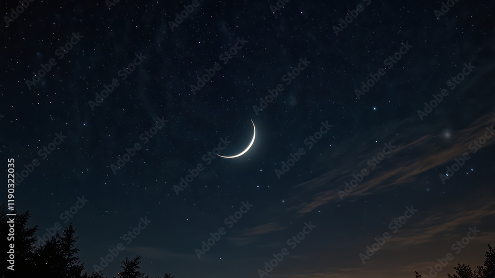 Naklejka premium night sky with moon and stars