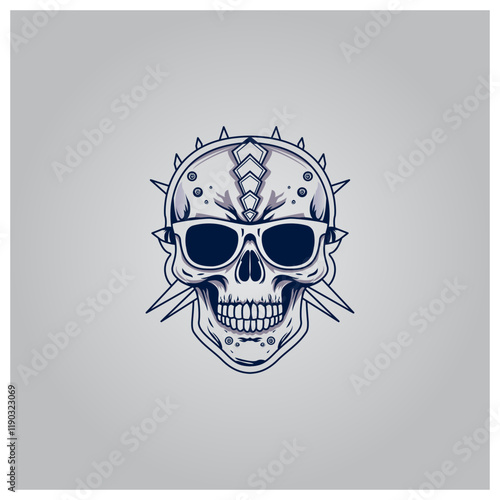 Vector Illustration of a Skull - Grunge Style Vector Design