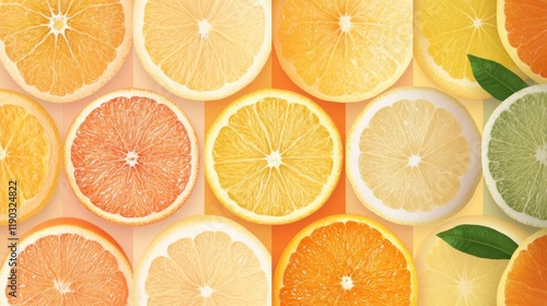 Smooth Transitions of Citrus Colors in a Bright Blurred Background